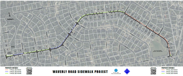 Waverly Road Sidewalk Project Map